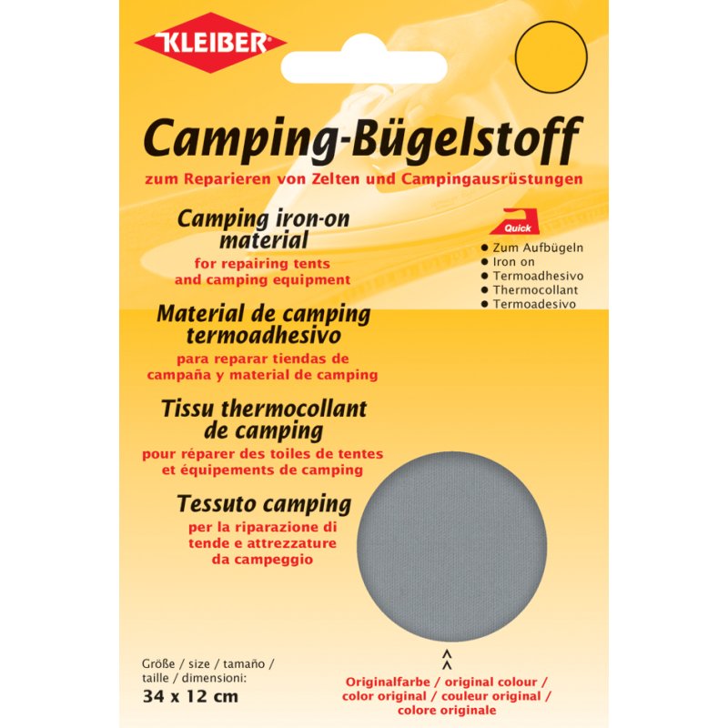 KLEIBER bande auto-agrippante camping rapide, gris, 100% coton, repassable