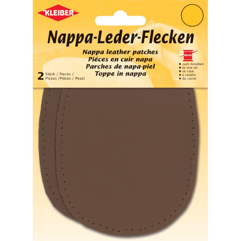 KLEIBER chiffons nappaleder ovale, brun foncé, 100 × 125 mm, 2 pièces