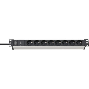 brennenstuhl 19 inch stekkerdoos aluminium, 8-voudig, overspanningsbeveiliging