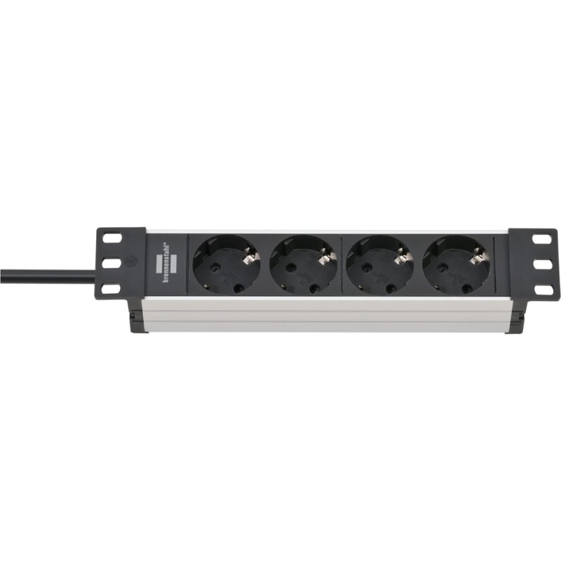 Brennenstuhl stekkerdoos Alu-Line 4-voudig, aluminium zilver/zwart, 2 m kabel