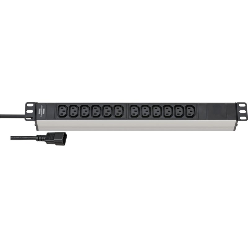 brennenstuhl 19 inch stekkerdoos Alu-Line, 12-voudig, zilver/zwart, 2 m