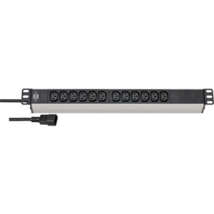 brennenstuhl 19 inch stekkerdoos Alu-Line, 12-voudig, zilver/zwart, 2 m
