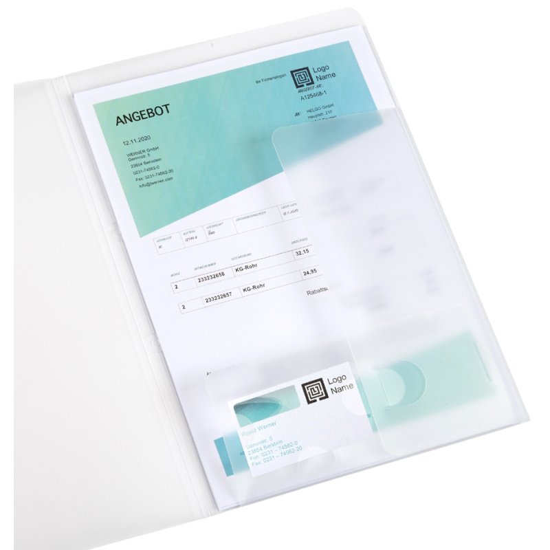 Oxford chemises à devis A4, transparentes, PP 0,5 mm, 70 feuilles