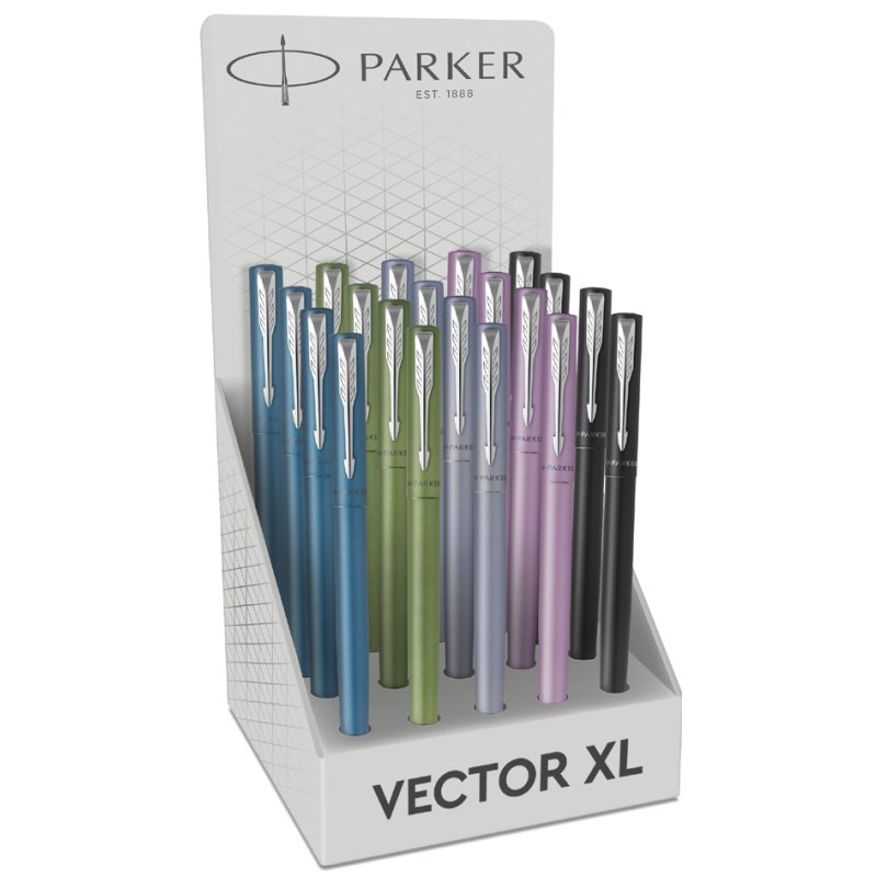 PARKER stylos VECTOR XL, présentoir, 20 pièces, couleurs assorties
