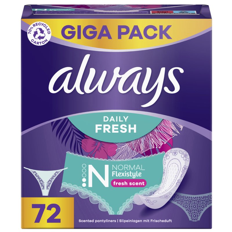 always inlegverbanden Daily Fresh Flexistyle normaal, flexibel, 72 stuks
