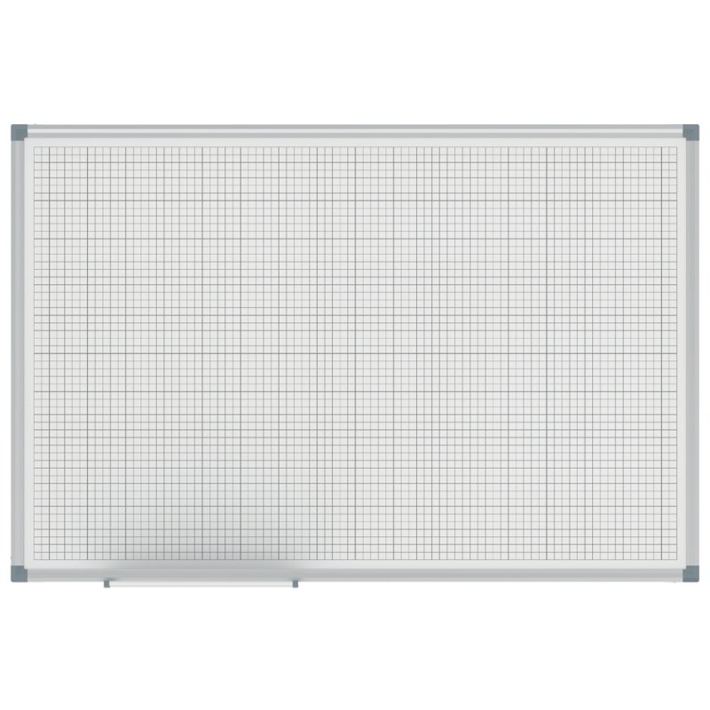 MAUL whiteboard, grey, reinforced grid lines 50×50 mm, 90×60 cm