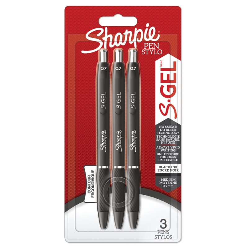 Sharpie gelpennen S-GEL, 0,7 mm, blauw zwart rood, 3 stuks