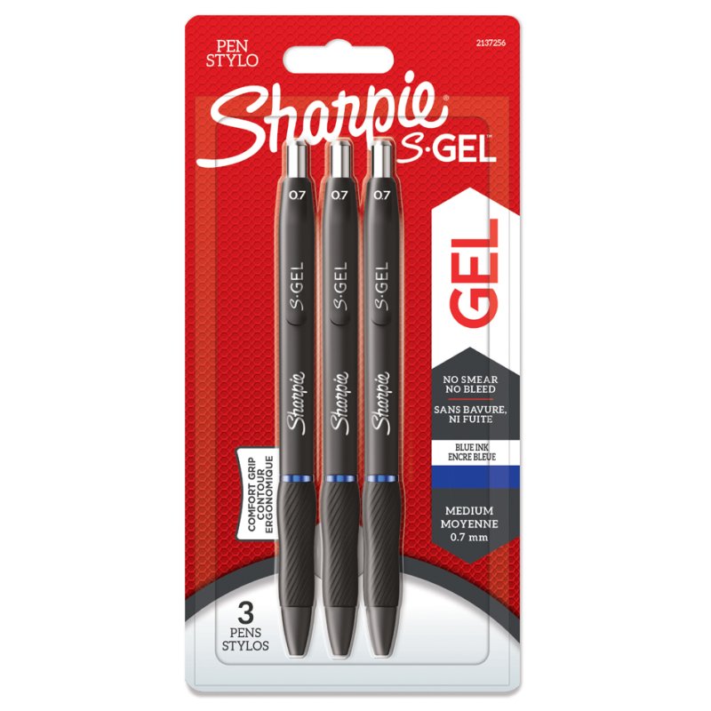 Sharpie gelpennen S-GEL, 0,7 mm, blauw zwart rood, 3 stuks