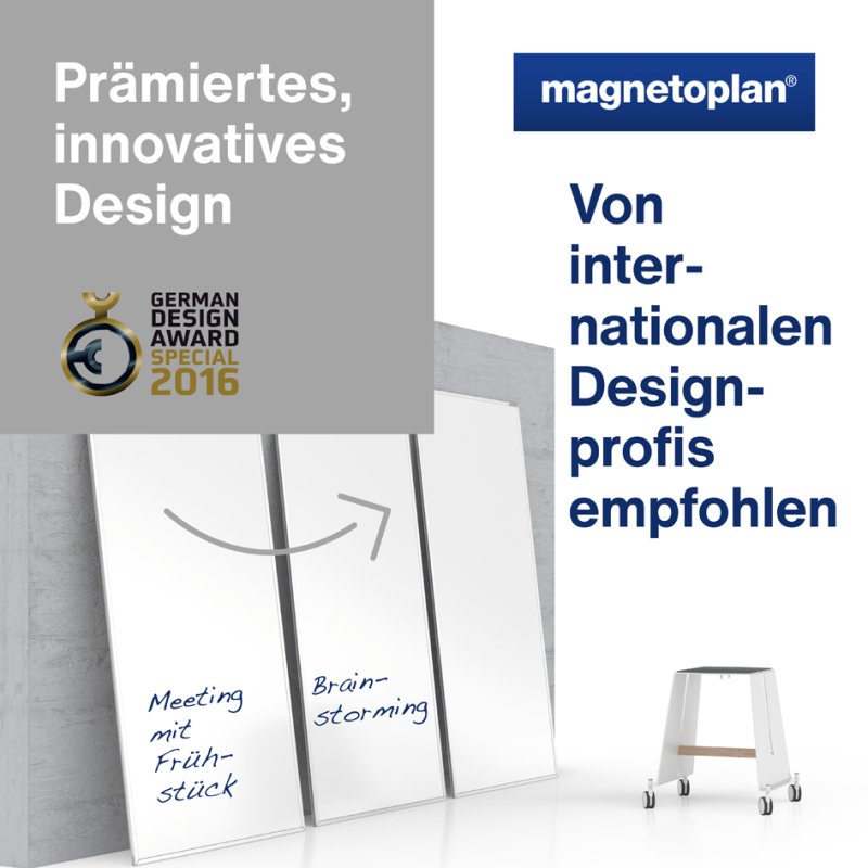magnetoplan Tableau blanc Design-Thinking, réversible, 900×1800 mm, blanc