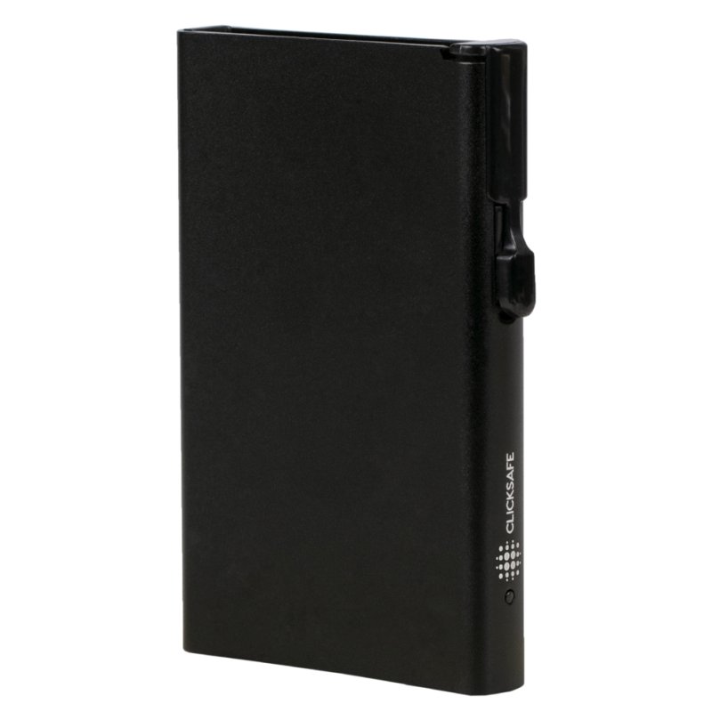 CLICKSAFE pashouder met clickbutton & RFID-bescherming, zwart, 8 kaarten, aluminium
