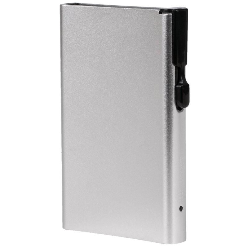 CLICKSAFE pashouder met clickbutton & RFID-bescherming, zwart, 8 kaarten, aluminium