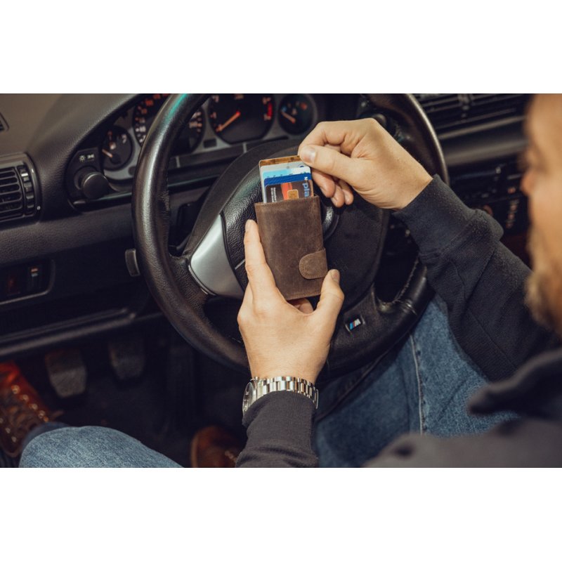 CLICKSAFE portemonnee met kaarthouder, RFID-bescherming, leer, zwart