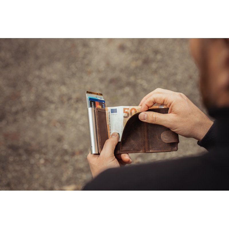CLICKSAFE portemonnee met kaarthouder, RFID-bescherming, leer, zwart