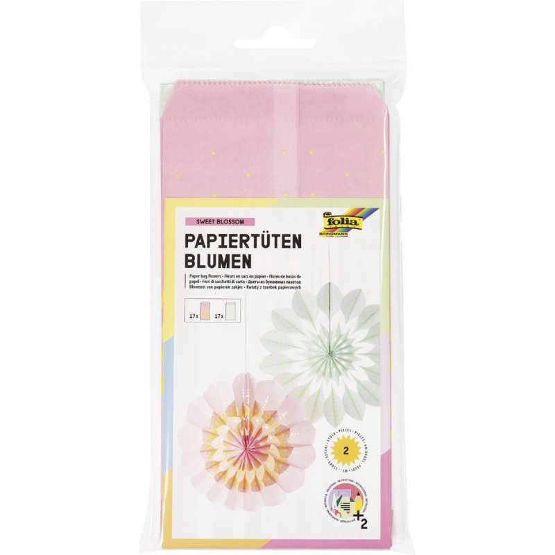 folia papieren bloemen daisyliefde, 34 zakjes, 110×220 mm, kraftpapier