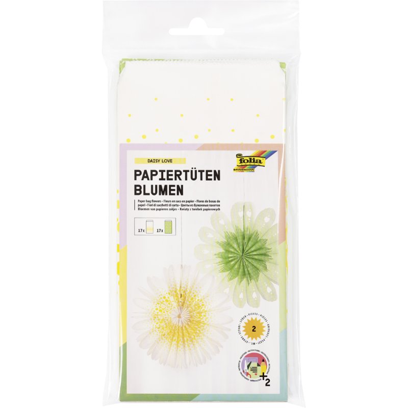 folia papieren bloemen daisyliefde, 34 zakjes, 110×220 mm, kraftpapier