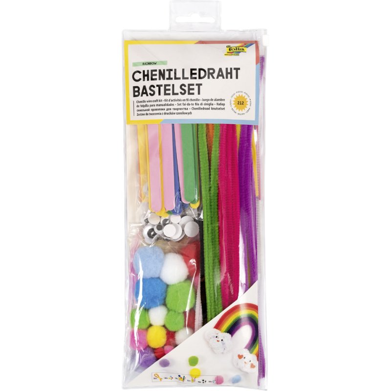 folia knutselset chenilledraad regenboog, 212-delig
