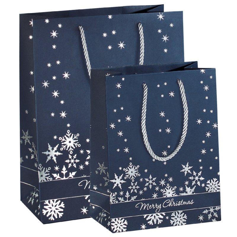 Sigel sac cadeau de Noël Flocons d'Argent, grand modèle, 260×125×330 mm