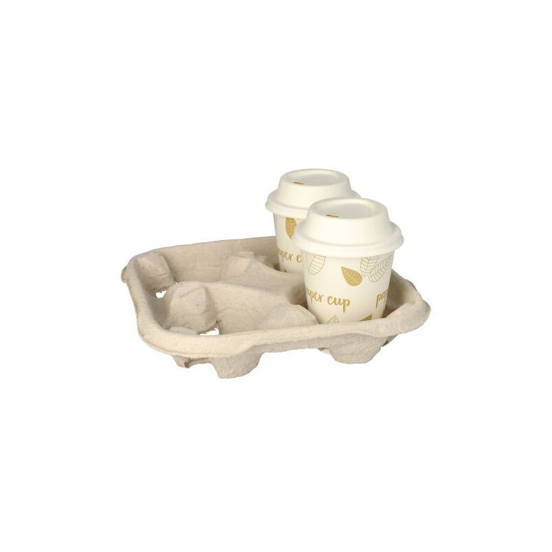 PAPSTAR cup carrier for 4 cups, natural, cardboard, stackable, 110 pieces
