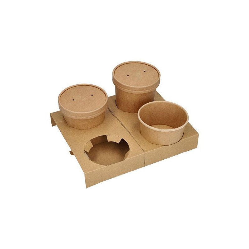 PAPSTAR cup carrier cardboard, brown, 198×241×36 mm, 25 pieces