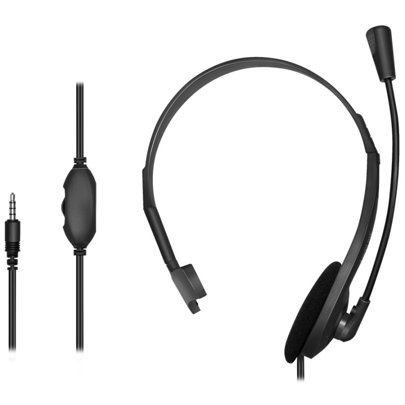 LogiLink headset with microphone, black, 3.5 mm jack, adjustable
