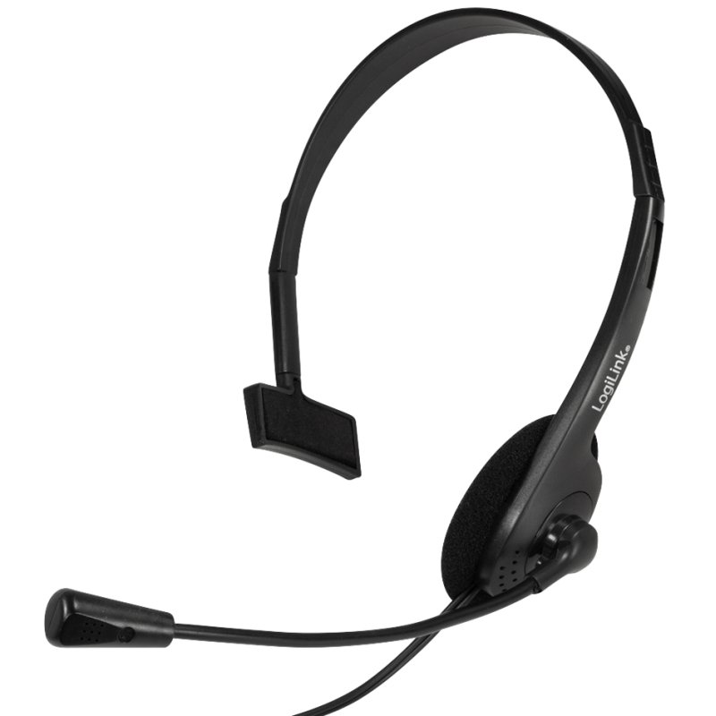 LogiLink headset with microphone, black, 3.5 mm jack, adjustable