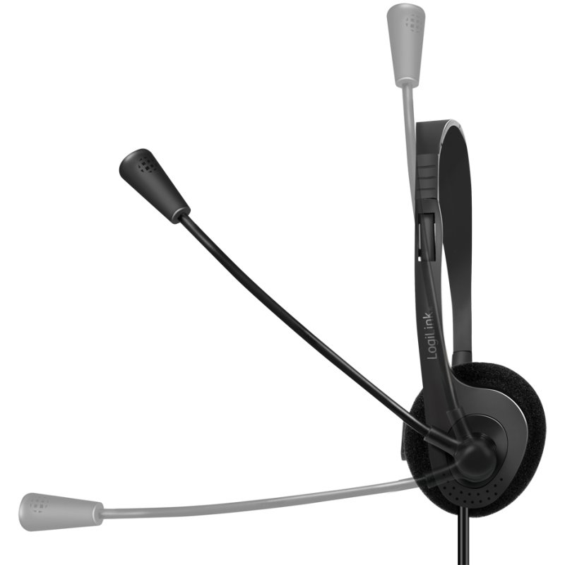 LogiLink headset with microphone, black, 3.5 mm jack, adjustable