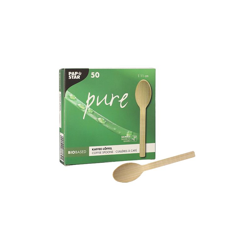 PAPSTAR bamboo coffee spoons, natural, 110 mm, 50 pieces