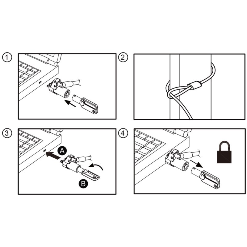 LogiLink Nano-Slot antivol pour ordinateur portable, 2 clés, câble 1,8 m