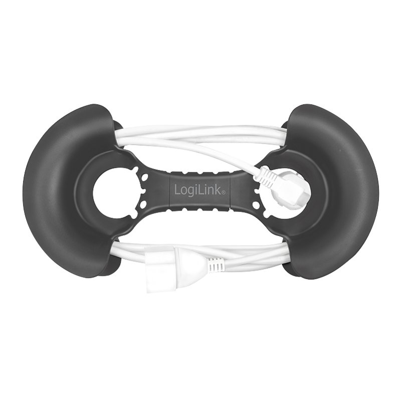 LogiLink cable reel, black, polypropylene