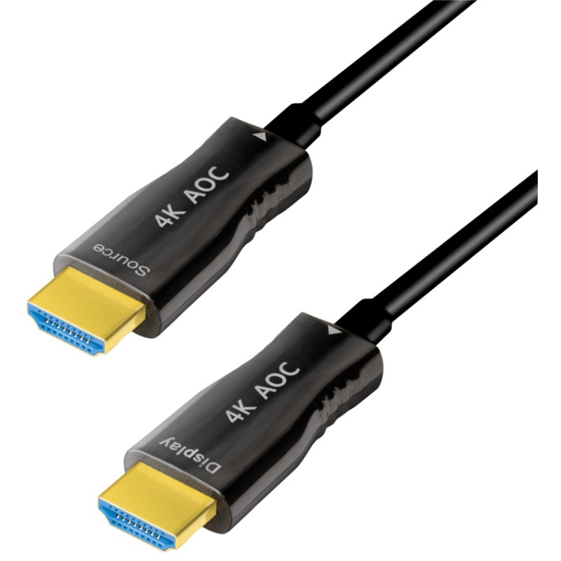 LogiLink Câble HDMI fibre optique actif, 4K 60Hz, noir, 20 mètres