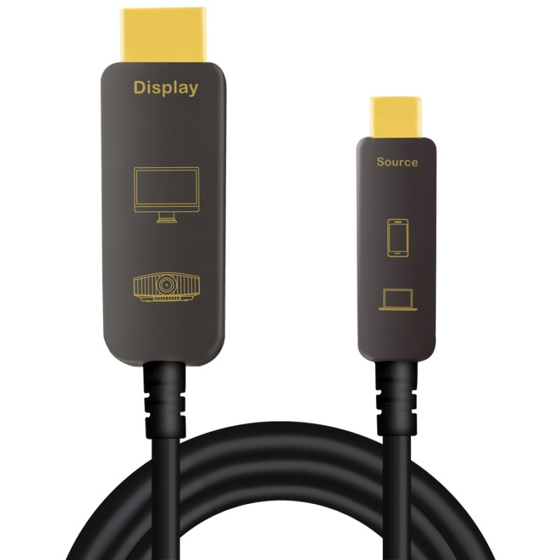 LogiLink USB-C to HDMI fibre optic cable, black, 10 metres