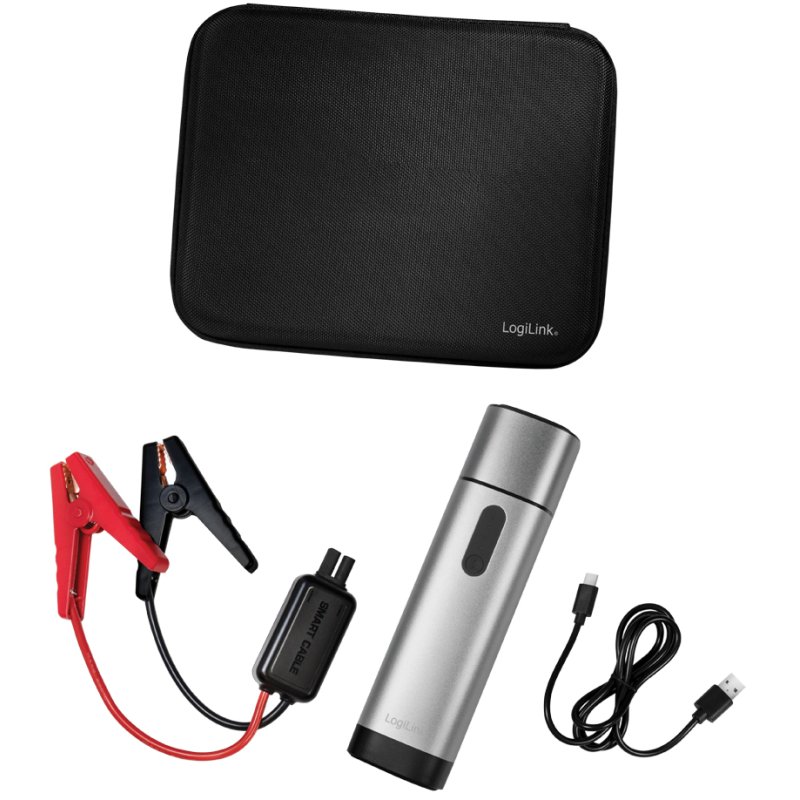 LogiLink batterie externe avec démarreur, 10.000 mAh, gris métal, 300A courant de démarrage