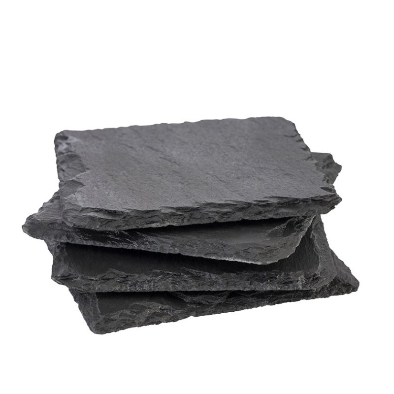 APS sous-verres en ardoise naturelle, 100×100 mm, 4 pièces