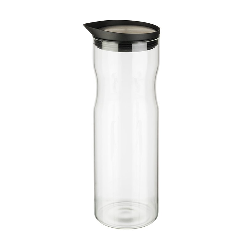 APS carafe en verre avec couvercle, verre transparent, verre/acier inoxydable