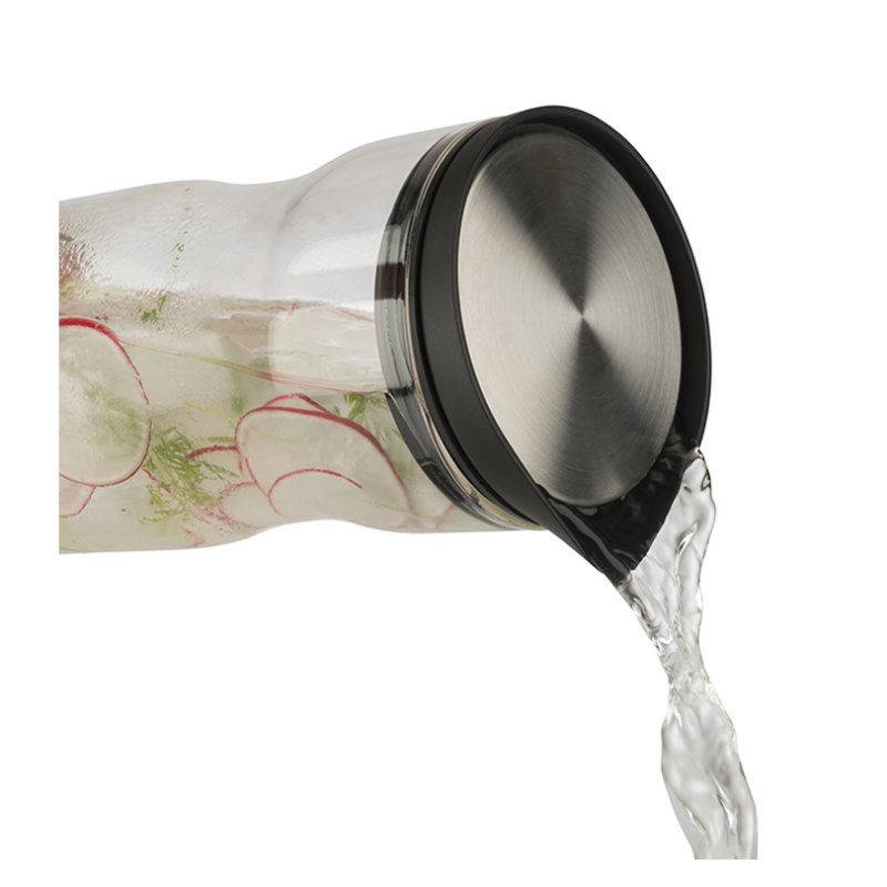 APS carafe en verre avec couvercle, verre transparent, verre/acier inoxydable