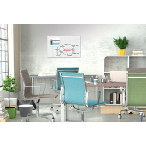 Be!Board glazen magneetbord, 900 × 600 mm, wit