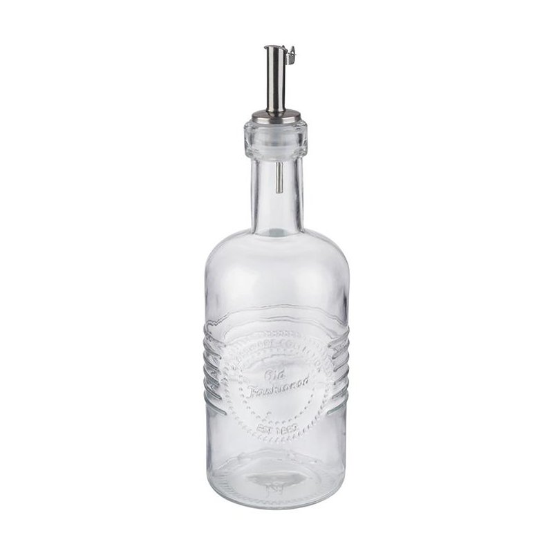 APS bouteille vinaigre et huile OLD FASHIONED, 0,35 litre, verre avec bec verseur inox