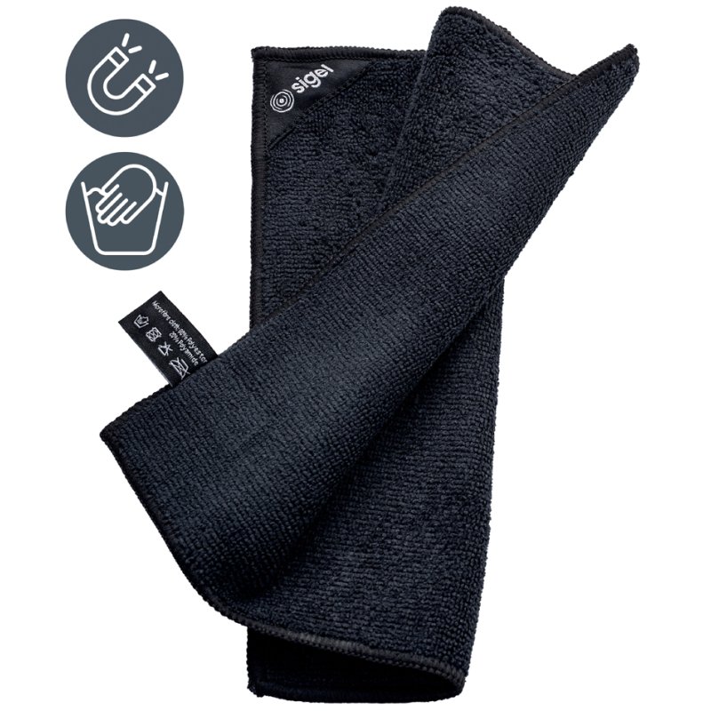 Sigel chiffon microfibre magnétique, noir, 250×250 mm