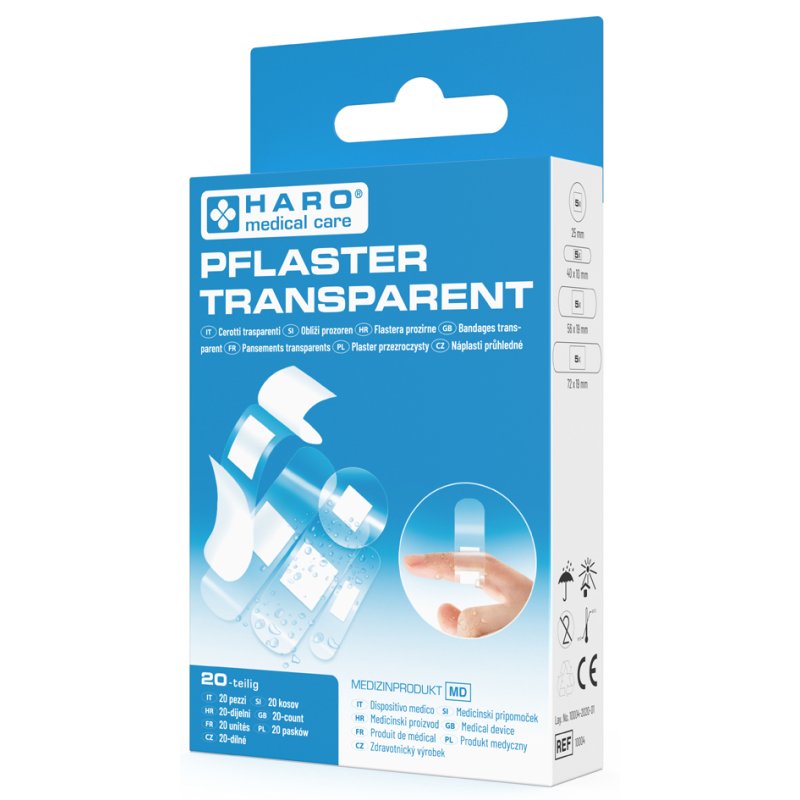HARO pansements, transparent imperméable, 4 tailles, 20 pièces