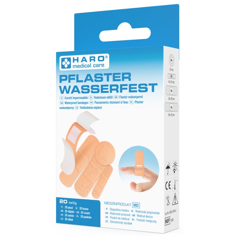 HARO pansements résistant à l'eau, beige, tailles assorties, 20 pcs