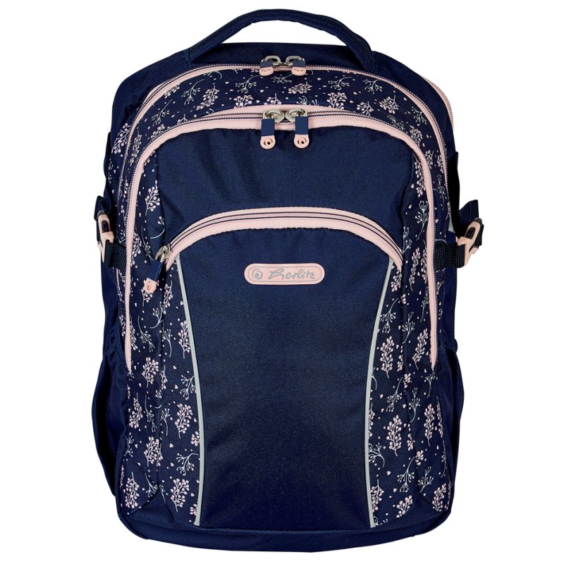 herlitz cartable Ultimate Blossom, bleu foncé/rose, 24 litres, matière recyclée