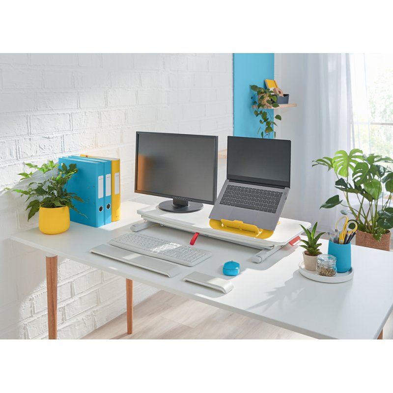 LEITZ sit-stand workstation Ergo Cosy, extendable, light grey, 800×350 mm