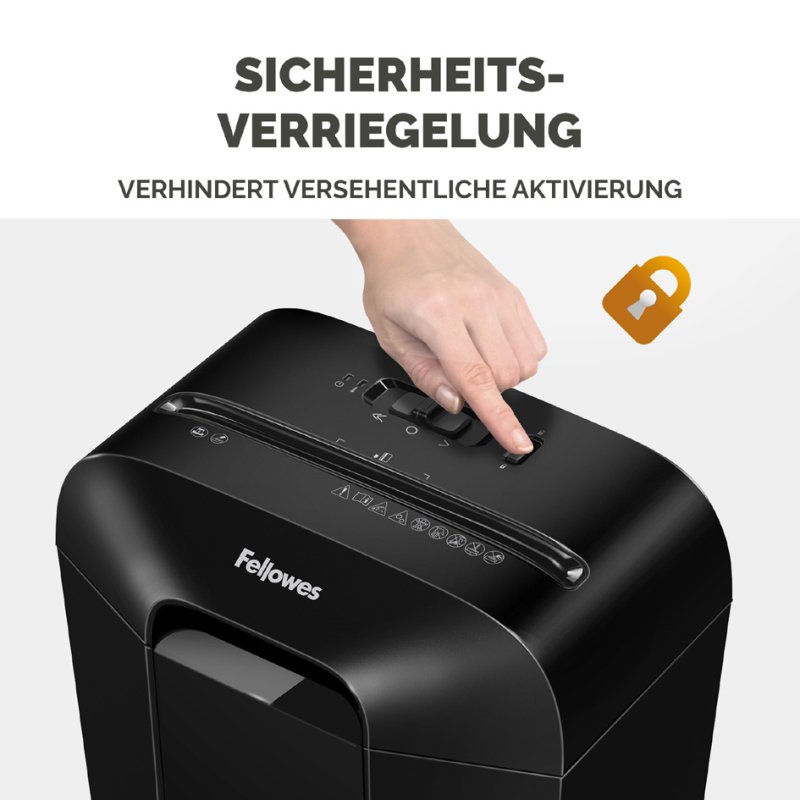 Fellowes destructeur Powershred LX25M, 4×12 mm confettis, capacité 6 feuilles, noir
