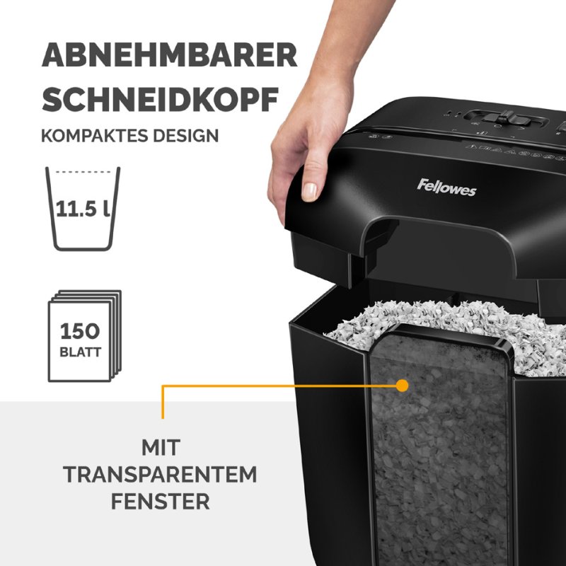 Fellowes destructeur Powershred LX25M, 4×12 mm confettis, capacité 6 feuilles, noir