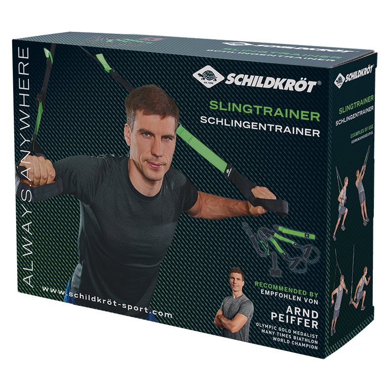 SCHILDKRÖT suspension trainer, 180 cm × 40 mm, black/green, max 120 kg