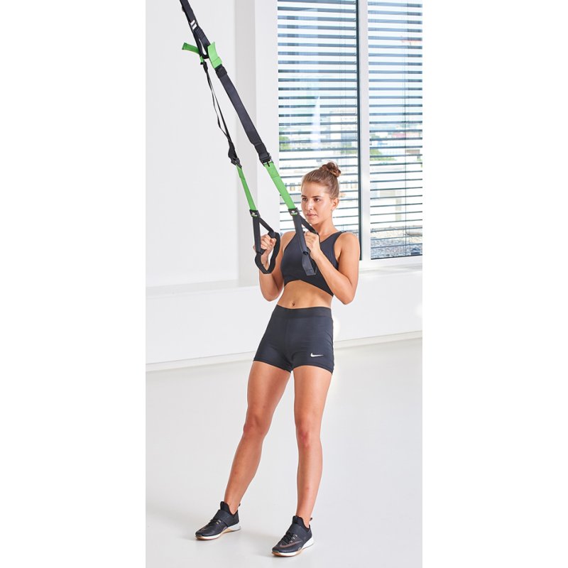 SCHILDKRÖT suspension trainer, 180 cm × 40 mm, black/green, max 120 kg