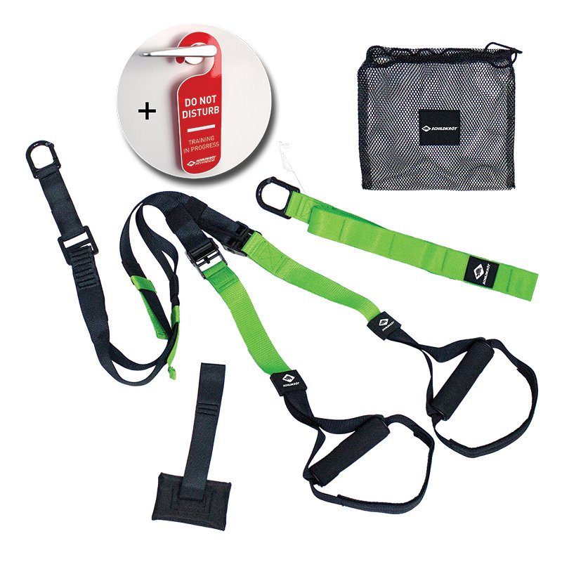 SCHILDKRÖT suspension trainer, 180 cm × 40 mm, black/green, max 120 kg