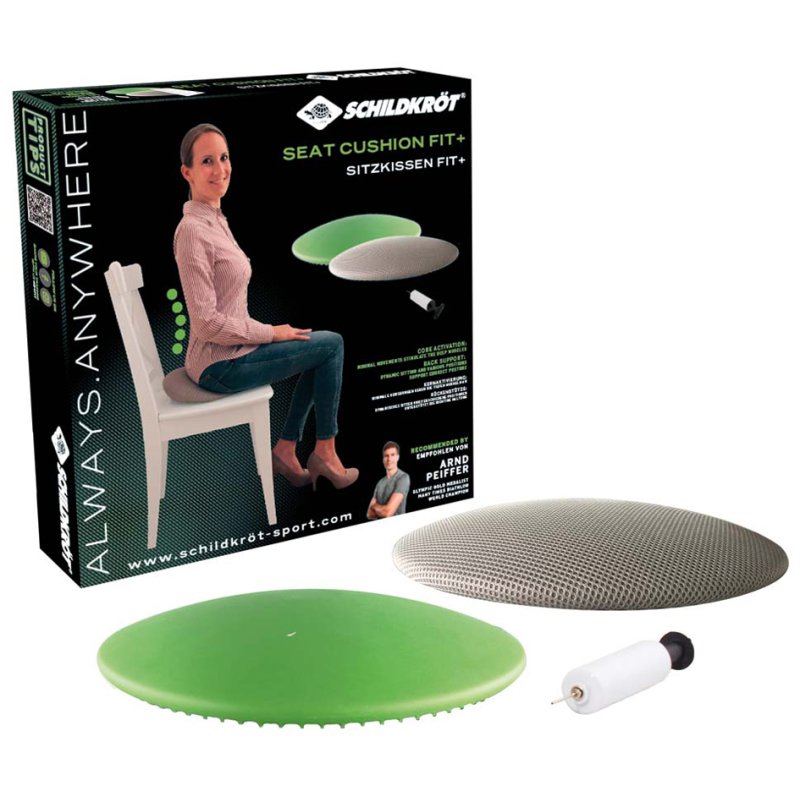 SCHILDKRÖT Seat Cushion Fit+ back support cushion, green/grey, inflatable, round, 340 mm
