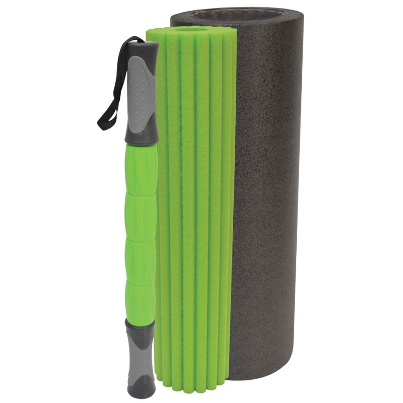 SCHILDKRÖT Rouleau de massage et fascia 3-en-1, noir/vert, ensemble 3 pièces