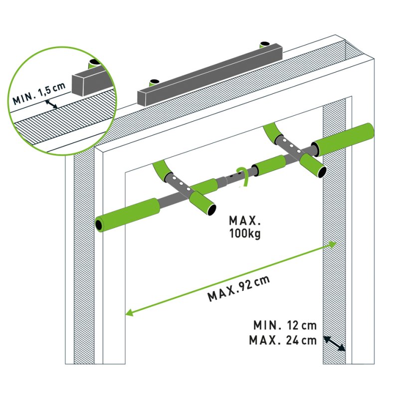 SCHILDKRÖT multifunctional door bar, black/green, load up to 100 kg